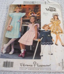 2860 EISEMAN VOGUE GIRLS SS-LS TUCK TIE DRESS PATTERN 4-6, 7-10 choice uncut